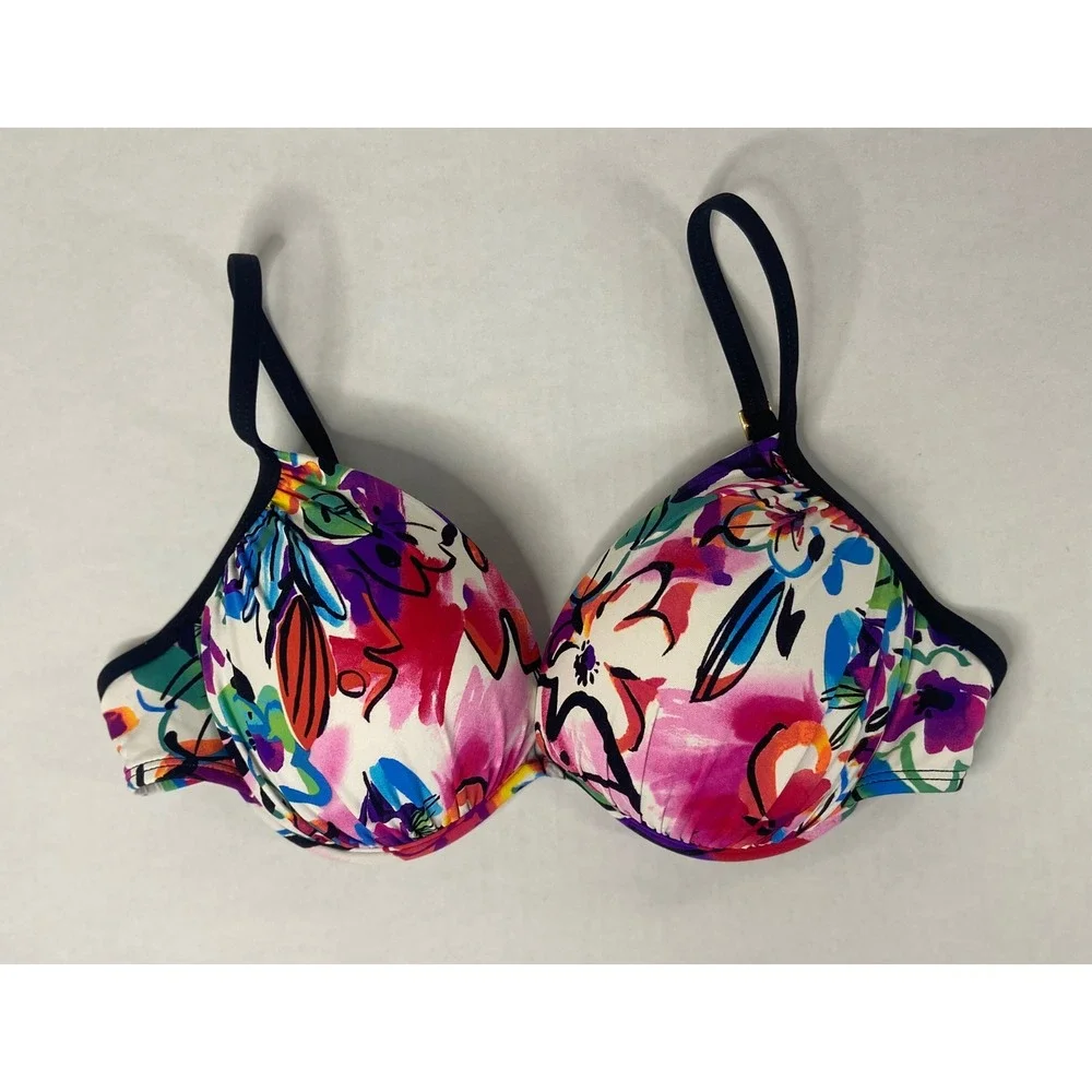La Blanca Floral Underwire Bikini Top Multi Color Abstract‎ Womens 12
